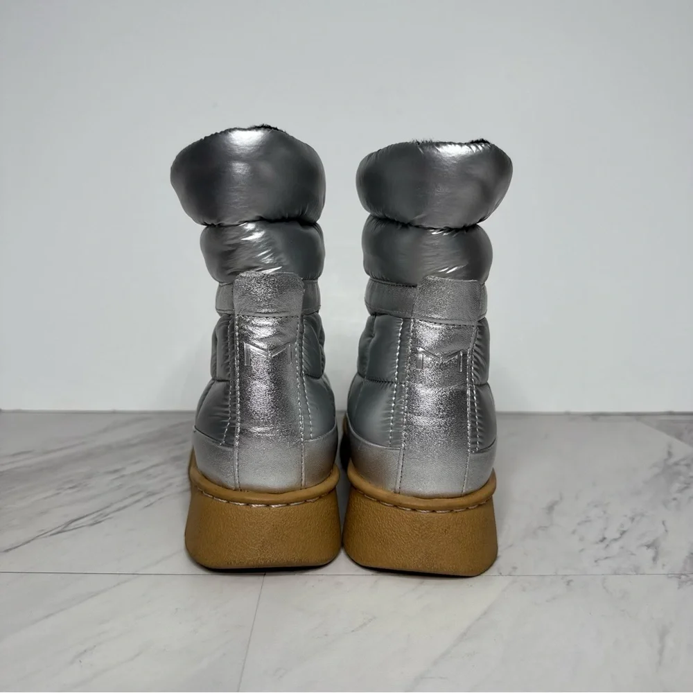 Marc Fisher Kamryn Silver Faux Leather Bootie 6 1/2 M